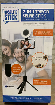   ReTrak Tripod Selfie Stick with LED Ring Light - Black - Universal Mount