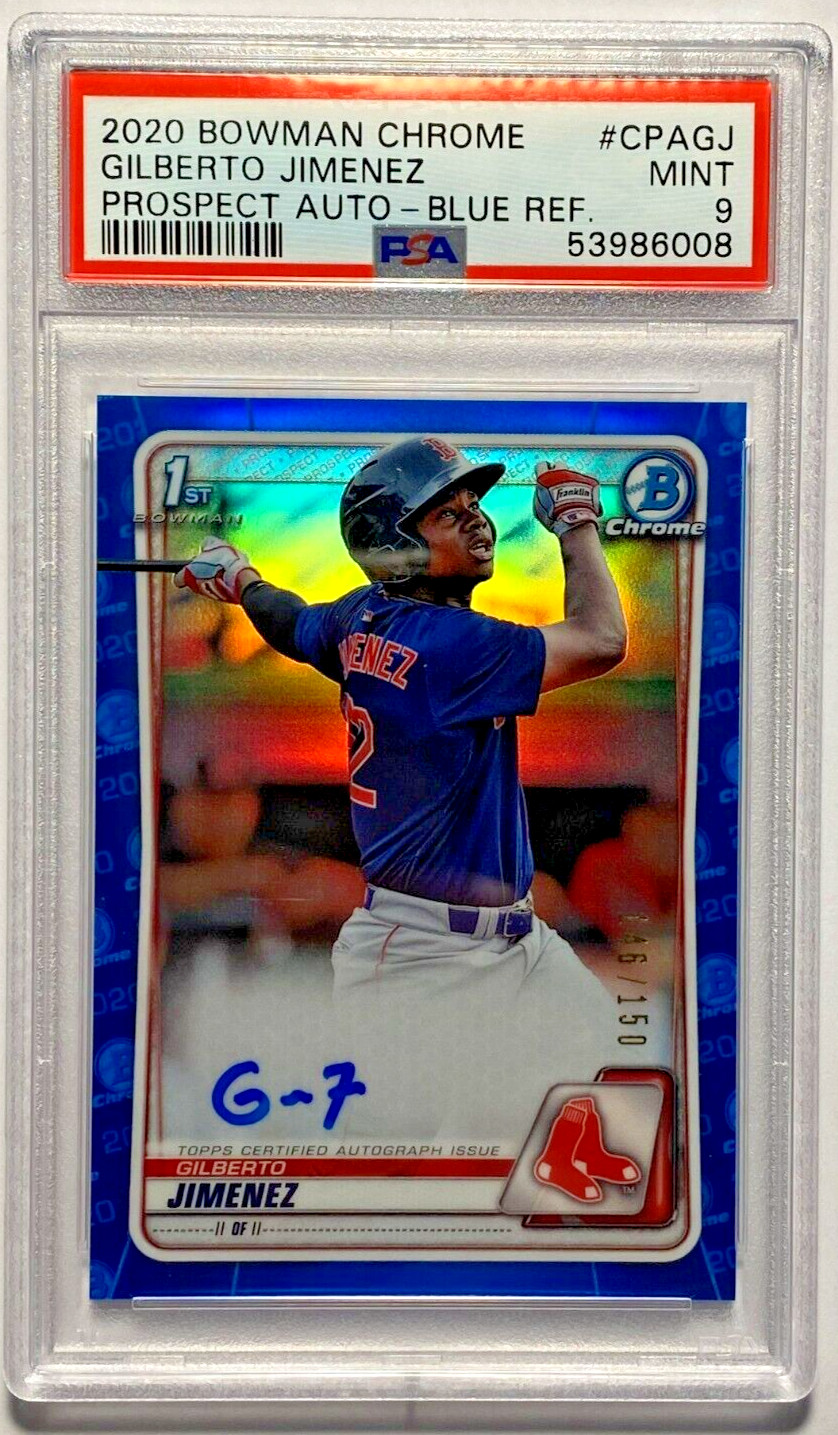2020 Bowman Chrome #CPA-GJ GILBERTO JIMENEZ Auto Blue Refractor /150 PSA 9