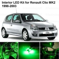 GREEN PREMIUM INTERIOR LED LIGHT UPGRADE FOR RENAULT CLIO MK2 1998-2003 