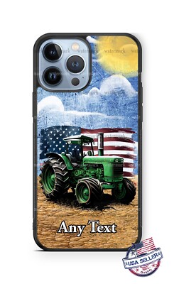 Farming Green Tractor US Flag Design Personalized Phone Case for iPhone Samsung