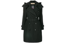 Burberry Womens Amberford Hooded Shell Trench Coat Black Size Uk14