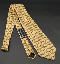 Vintage Burberry's Men's Gold Geometric Pattern Silk Necktie Tie Made In Ireland