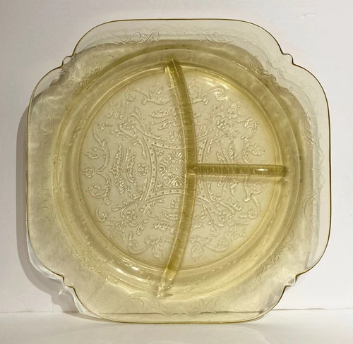 Vintage Amber Depression Glass Federal Glass Madrid Grilling Dinner Plate 1932