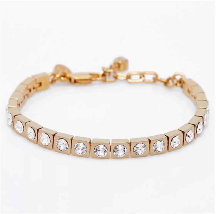 Dyrberg Kern Gold Tennis Bracelet with Crystals New UK