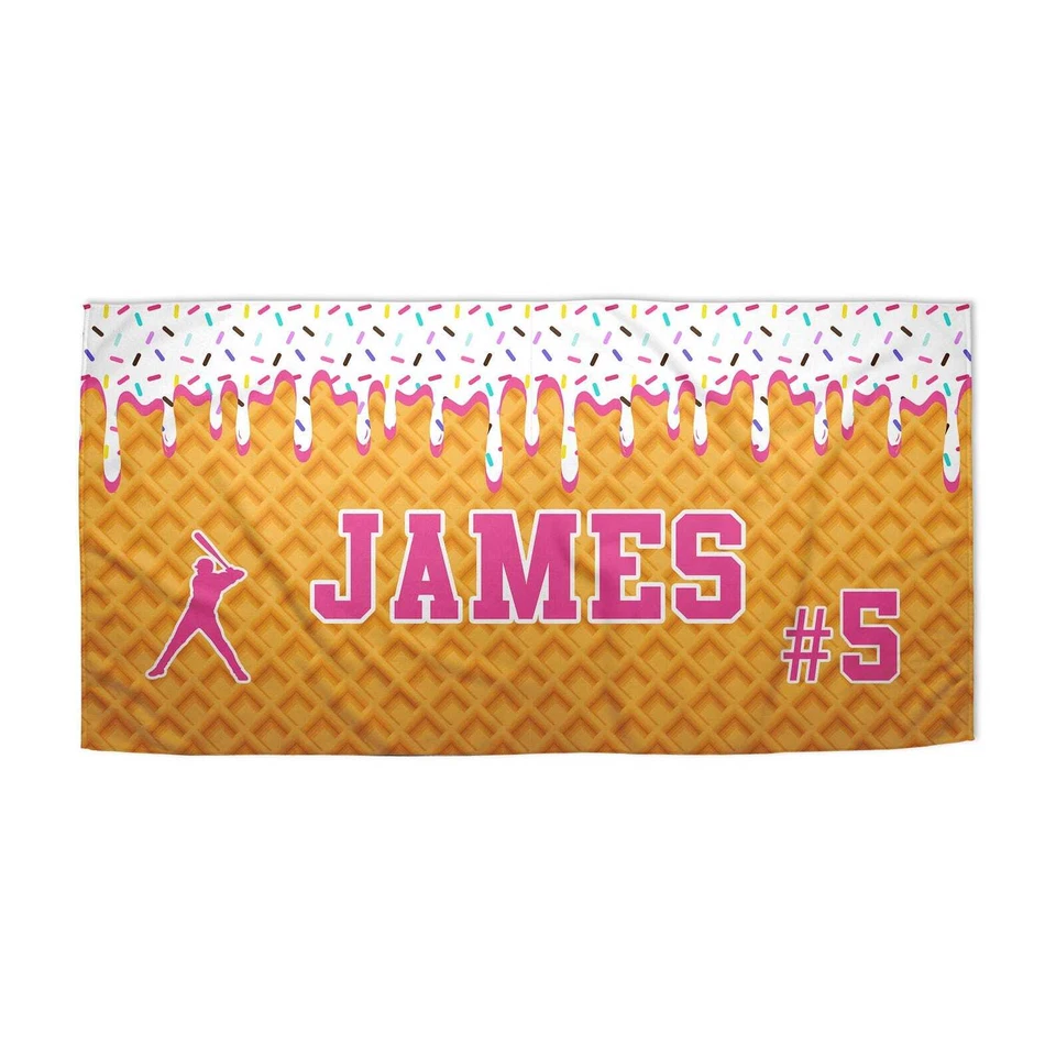 Toalla de playa de béisbol personalizada por goteo de helado, toalla de playa por goteo Foto 4 de 4