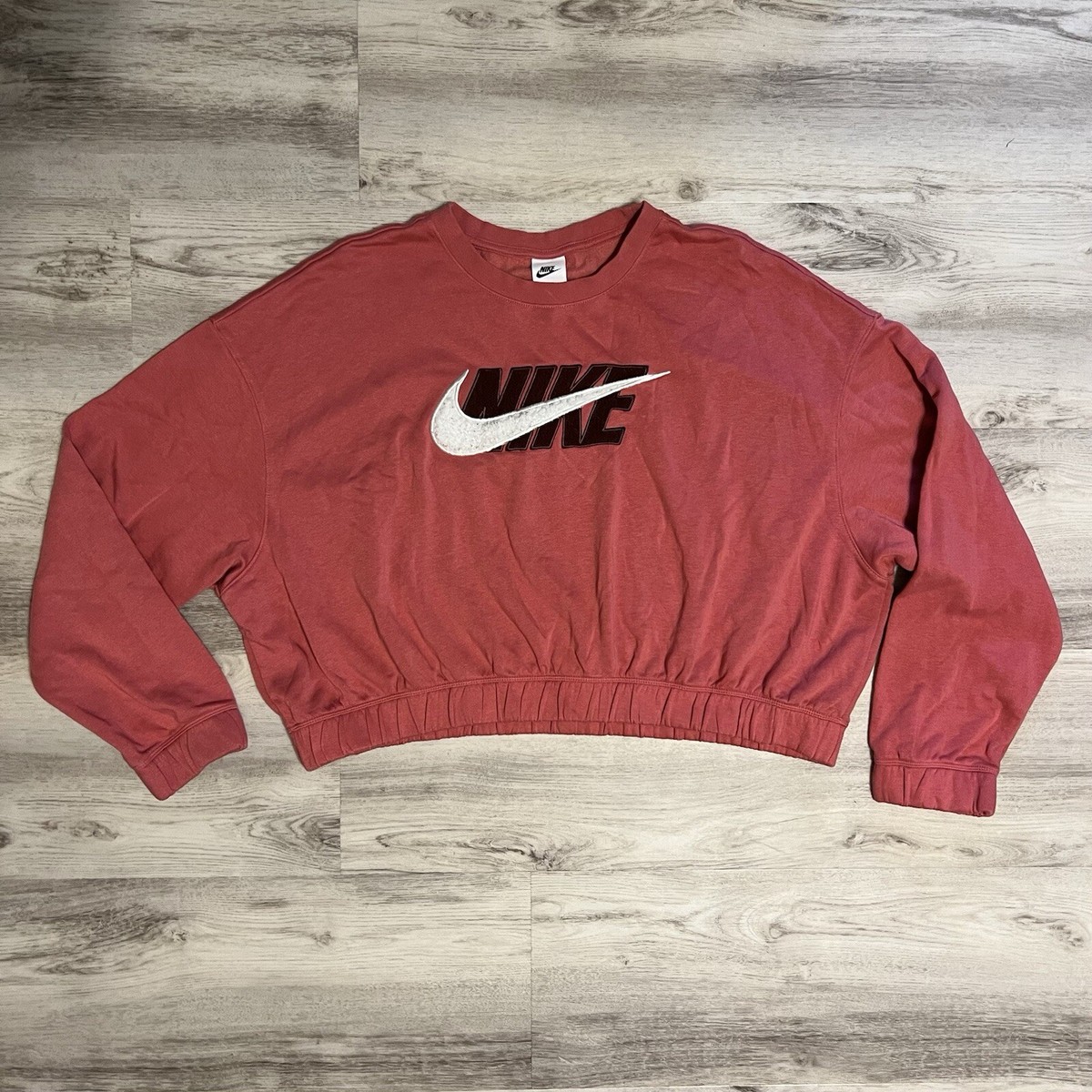 red nike crop sweatshirt