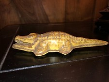 Vintage Litho Metal Alligator Crocodile Toy Suzuki Japan 5-1/4" RARE 1950s