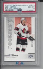 JOSH NORRIS 2020 UPPER DECK EXTENDED TOP SHELF ROOKIES RC /500 PSA 10 GEM POP 2