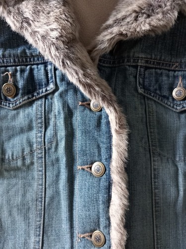 Principles Denim Faux Fur Jacket Petite Size 10 - Picture 4 of 8