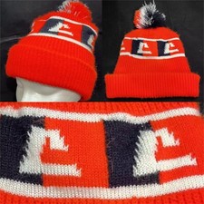 Vtg Lafarge Canada Hat Pom Beanie Toque Cement Company Logo Knit Winter Cap