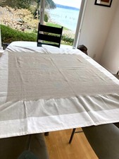 Tablecloth Heavy Cotton Ivory and Beige Textured 57" X 54" NWOT