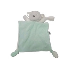 Carters White Lamb Lovey Mint Green Security Blanket Rattle Pacifier Holder
