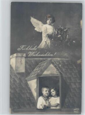 12015529 - Photo Montage - Angel with a Christmas Tree on the Roof, Kids