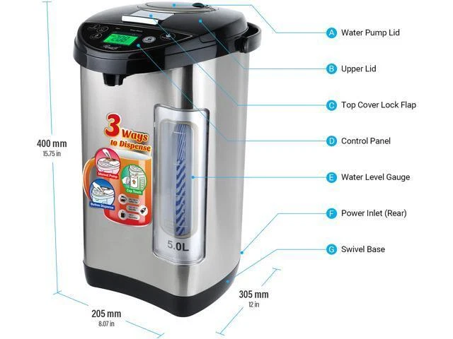 Rosewill 5L Electric Hot Water Boiler Warmer Pot and Manual Pump Water  Dispenser | eBay