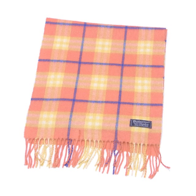 Burberry scarf check Orange Yellow Blue Ladies Auth T10564 eBay