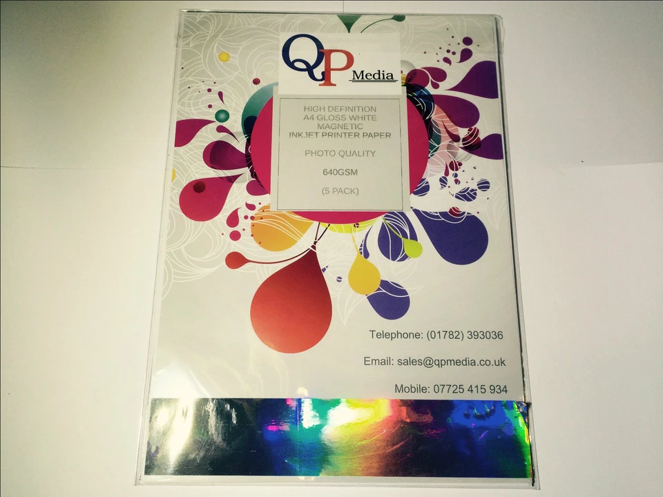 A4 WHITE MAGNETIC PHOTO PAPER FOR INKJET PRINTERS,HIGH GLOSS, 640GSM (5 SHEETS) - Image 2 of 4