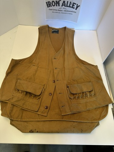 Vintage Utica Hunting Vest Birds 40s?Rainproofed Duxbak Utica NY Half Moon? READ