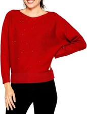 NIC ZOE Falling Stars Sweater in Red, SIZE XS