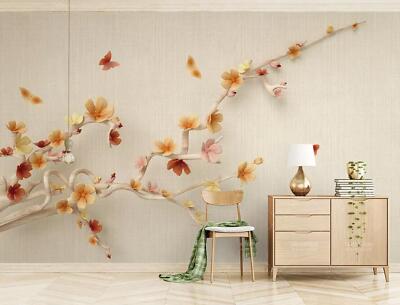 3D Butterfly Petal Branch 48952NA Wallpaper Wall Murals Removable Wallpaper Fay