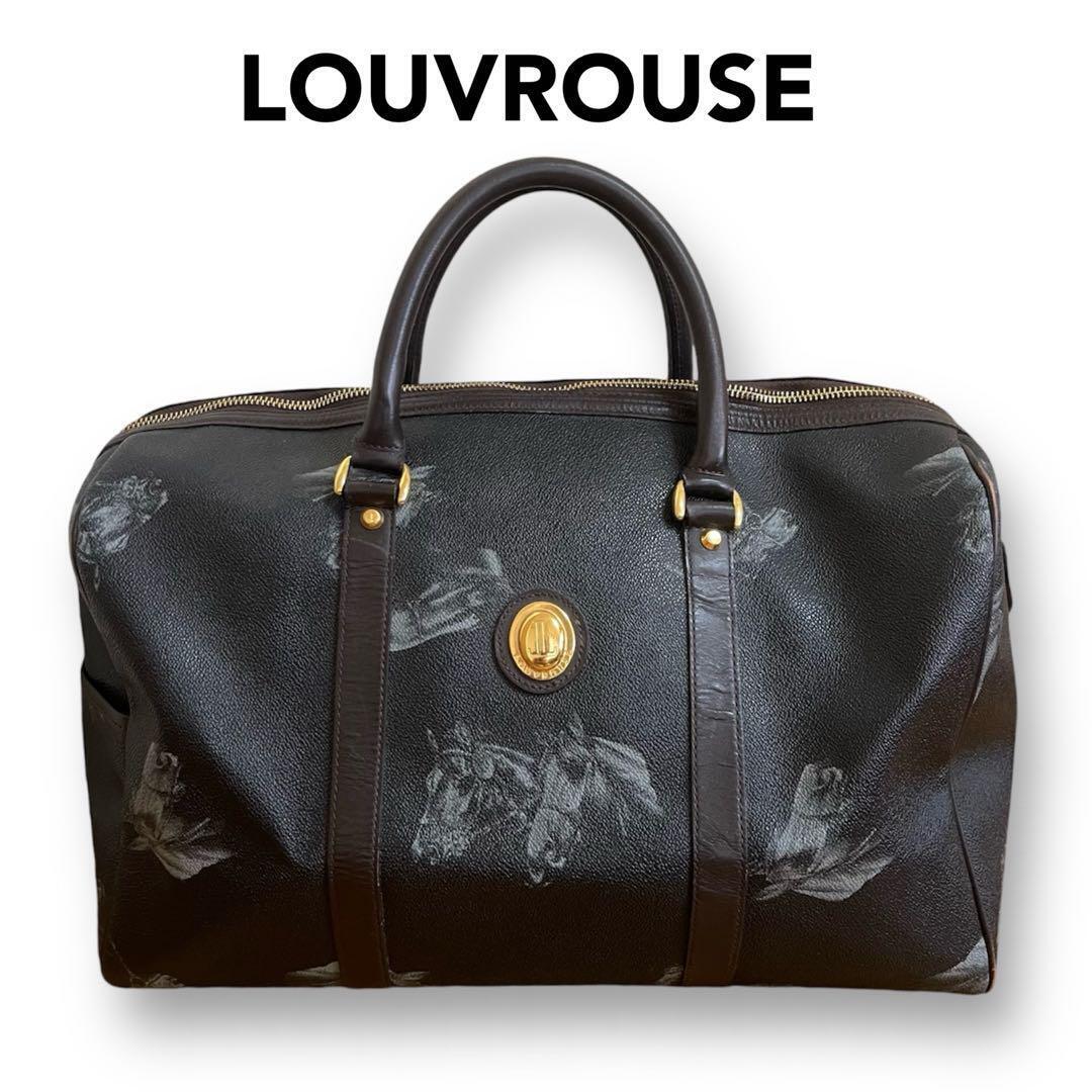 Louvrouse Vintage Boston Bag Dark Brown PVC Horse Pattern Louvrouse Vintage Boston Bag Dark Brown PVC Horse Pattern