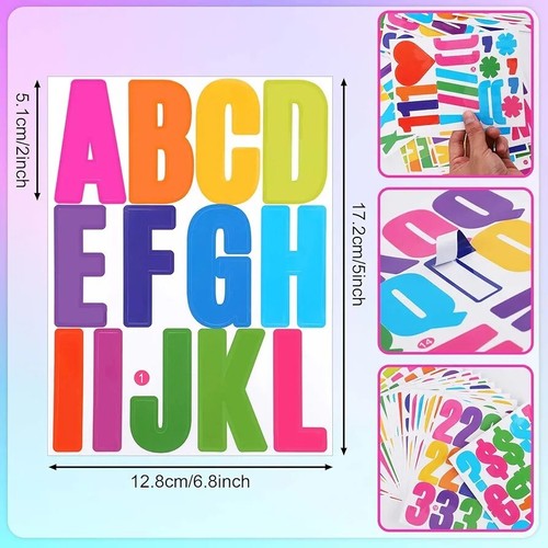 Vinyl Letters Stickers, 318pcs 24 Sheets Self Adhesive Colorful Capital... - Picture 2 of 7