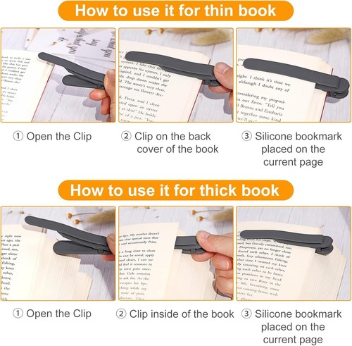3Pcs Automatic Bookmark, Silicone Smart Book Marks for Reading Women, Men, Kids - Bild 3 von 9