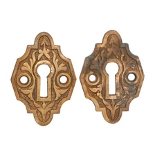 Pair of Antique Bronze Victorian Door Keyhole Covers