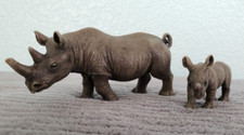 Schleich Rhino and Baby Toy Wildlife Animal Collectible Grey Rhinoceros 2008