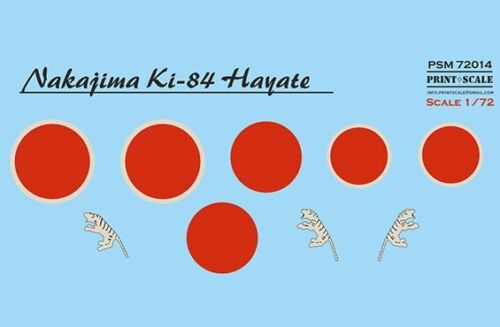 Nakajima Ki-84 Hayate Paint Masks + Decal for airplane 1:72 Print Scale PSM72014 - Bild 2 von 3