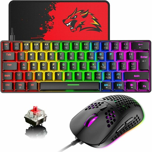60% Mechanical Keyboard Compact 62 Keys Wired USB C and 6400 DPI Gaming Mouse - Picture 19 of 20