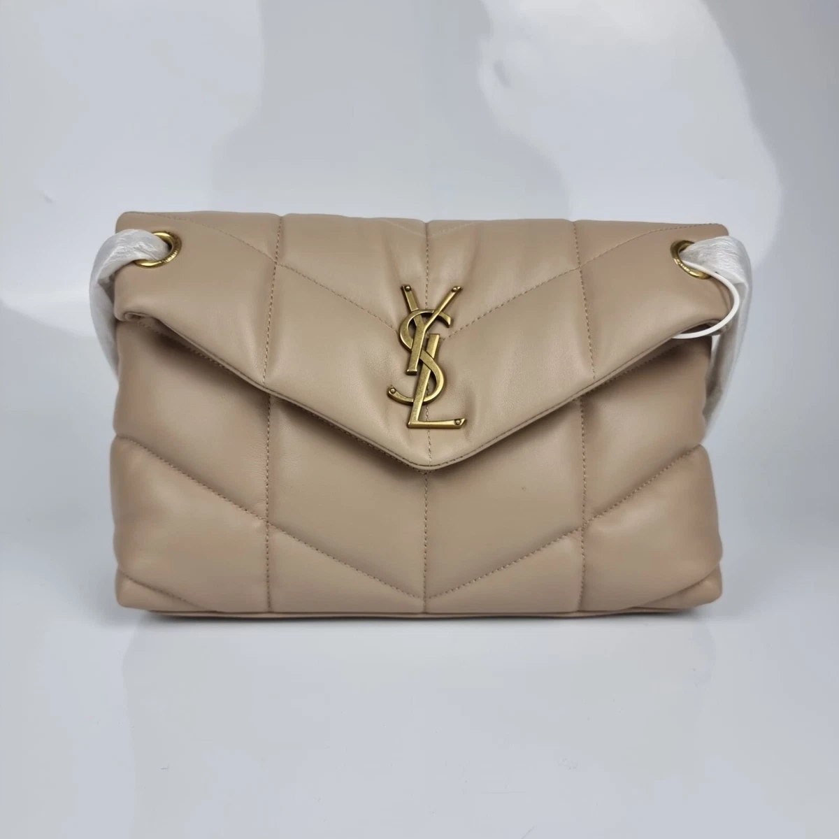 SAINT LAURENT LOULOU SMALL FLAP BAG NATURAL DARK/GOLD NEW SEASON