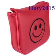 Red Leather Golf Square Mallet Center Shaft Putter Head Cover Magnetic Closure