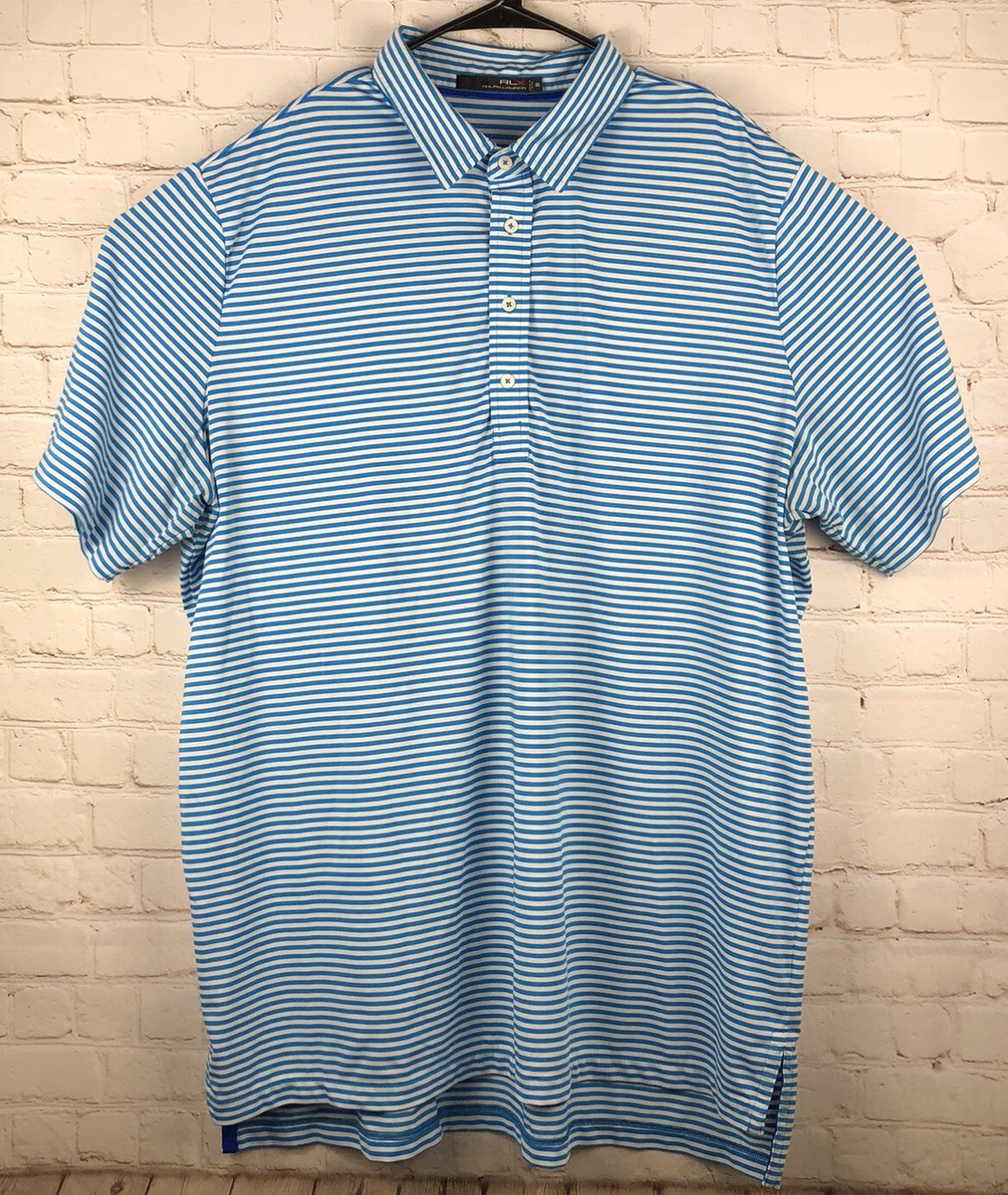 Ralph Lauren RLX Polo Shirt Mens XXL 2XL Blue White Striped