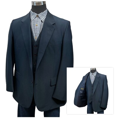 46R/L Gino Cappeli 2pc Mens Suit Jacket Sport Coat Blazer & vest Navy Blue