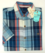 Tommy Bahama Short Sleeve Camp Shirt White Blue Pink Plaid Madras