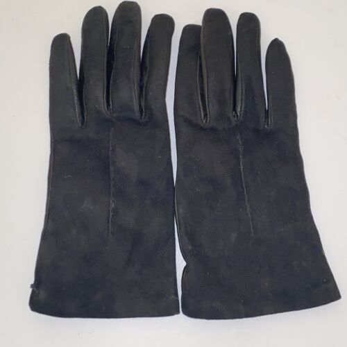 Vintage Montefusco Black Leather 100% Wool Lined … - image 1