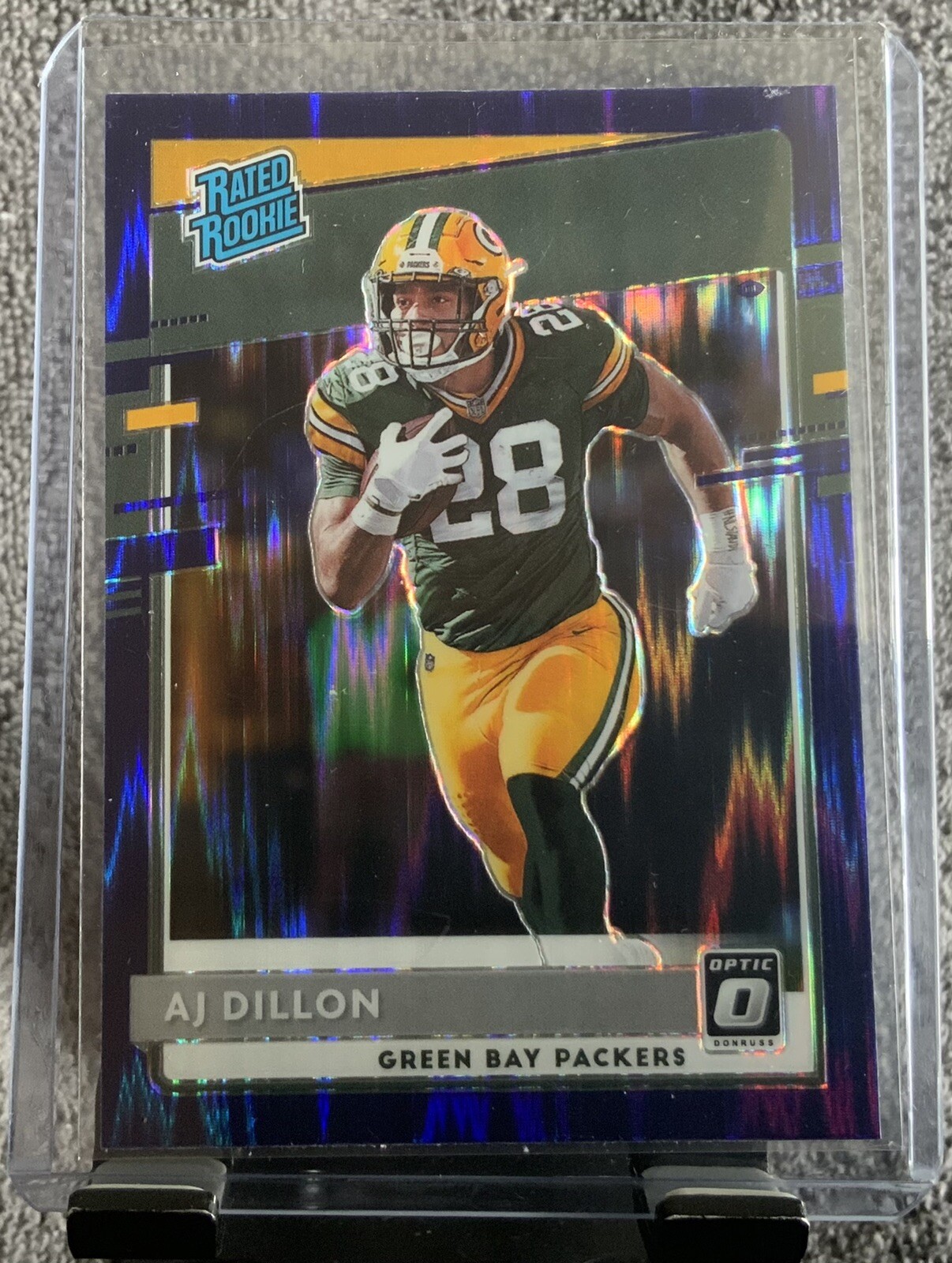 AJ DILLON 2020 DONRUSS OPTIC RATED ROOKIE PURPLE SHOCK PRIZM