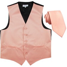 New Men's Formal Tuxedo Vest Waistcoat 2.5" skinny Necktie dusty pink wedding