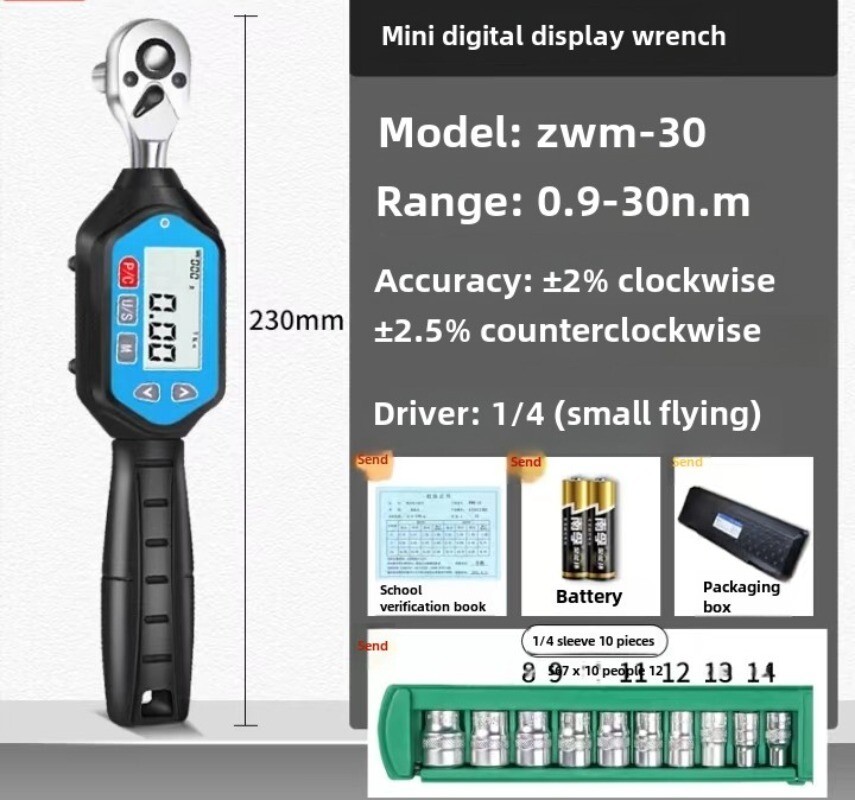 Digital Preset Torque Wrench Bidirectional Ratchet Head Professional Hand Tools