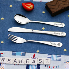 Personalised Engraved Childrens Cutlery Set Christening Birthday Kids Gift Idea