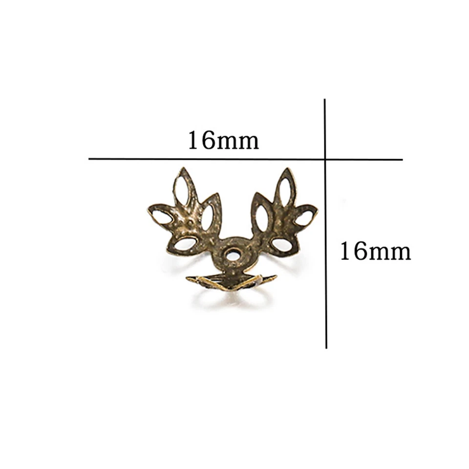 500 un. Tapas de cuentas de filigrana de flores de 3 pétalos Cuentas espaciadoras Tapas finales Cuentas de trébol Foto 2 de 4