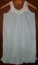 Size Large Shift Gown Blue Materal / Dotted Swiss 100% Cotton Lace Front USA Md