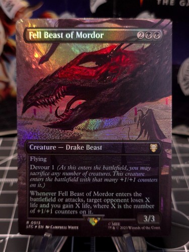 FOIL MTG Fell Beast Of Mordor - Borderless - - 513 LTC LOTR Lord of the Rings NM