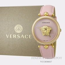 Authentic Women's Versace Pink Leather Palazzo Empire Watch VCO030017