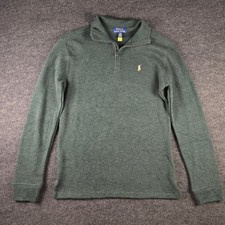 Polo Ralph Lauren Green Quarter Zip Pullover Sweater Preppy Boy's Large 14-16