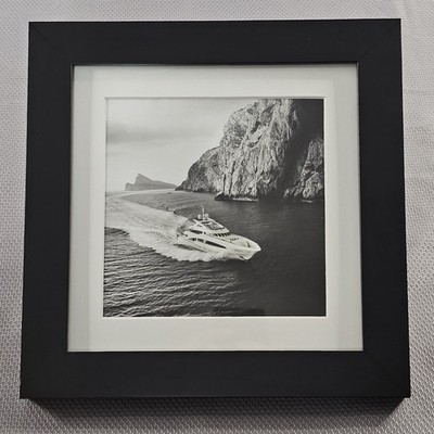Framed B&W Photo Print Private Yacht Luxury Real Estate Office 10.2''×10.2'' READ 