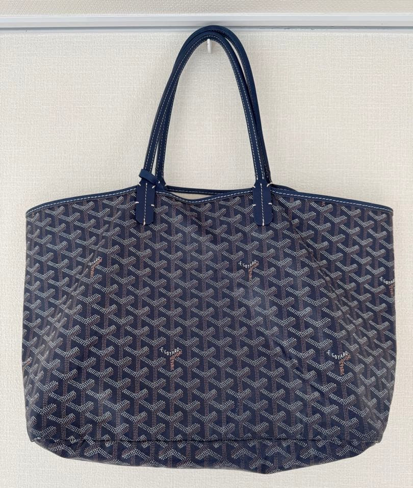 Goyard Paris Saint Louis PM Shoulder Tote Bag Blue Herringbone Japan Authentic