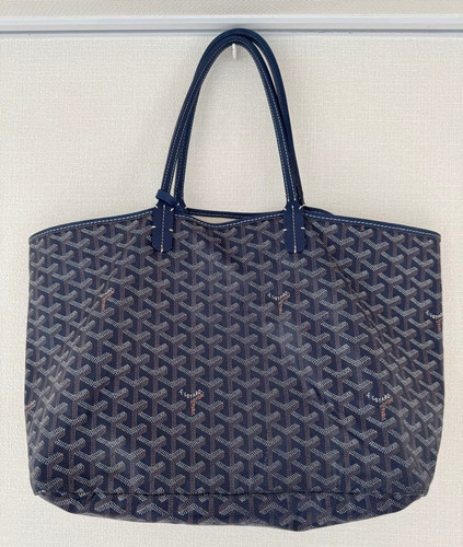 Goyard Paris Saint Louis PM Shoulder Tote Bag Blue Herringbone Japan Authentic