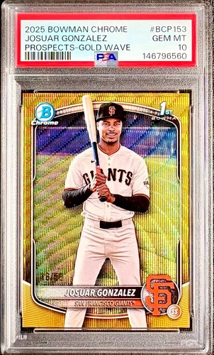 PSA 10 Josuar Gonzalez 2025 (1st) Bowman Chrome-Gold Shimmer Ref./50-SF Giants!