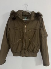 Rare Y2K Lauren Ralph Lauren Bomber Jacket Faux Fur Hood